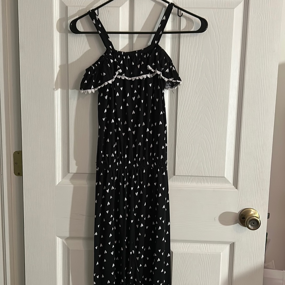 Black & White Heart Jumpsuit, size is M 10/12 in Girls
